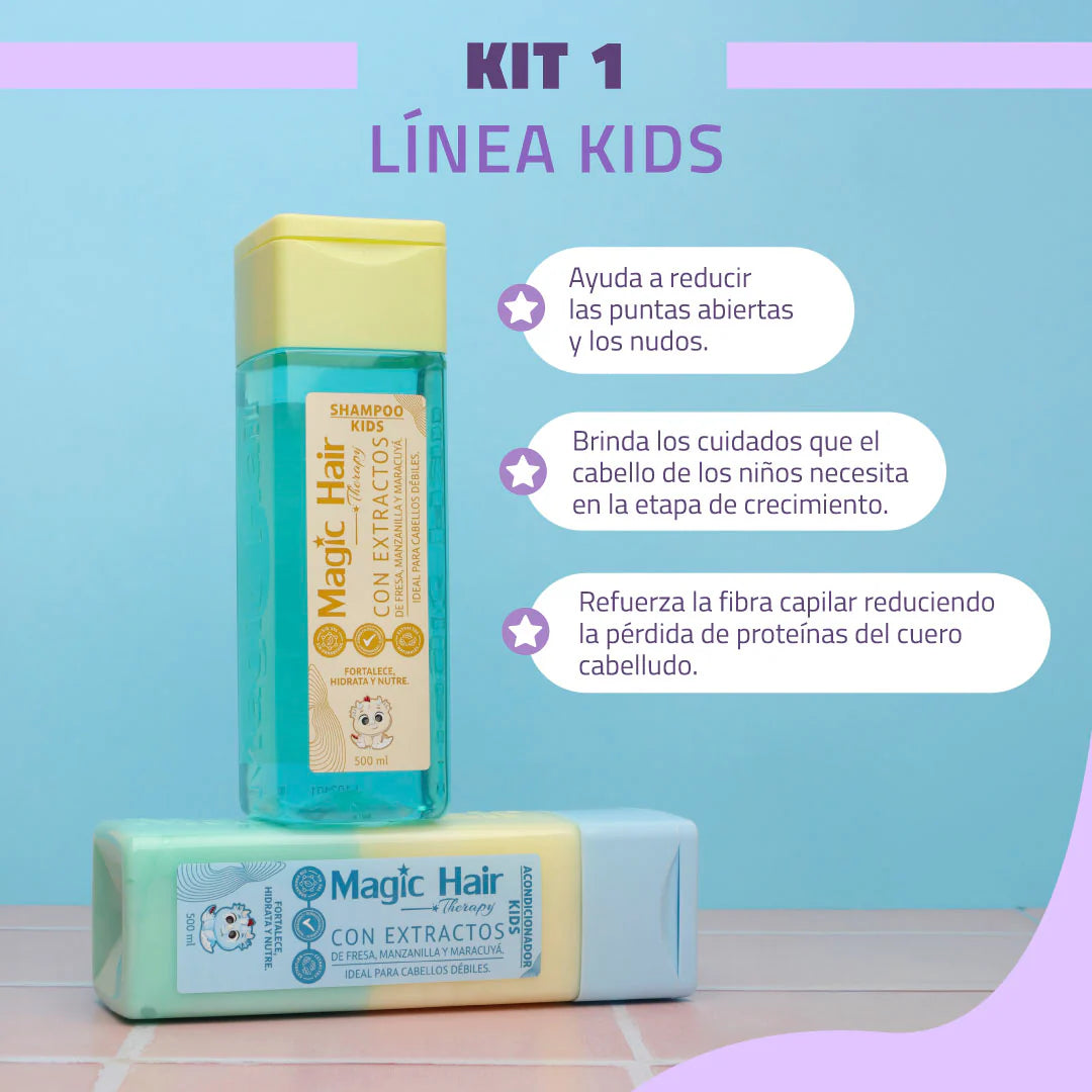 kit shampoo y acondicionador kids magic hair