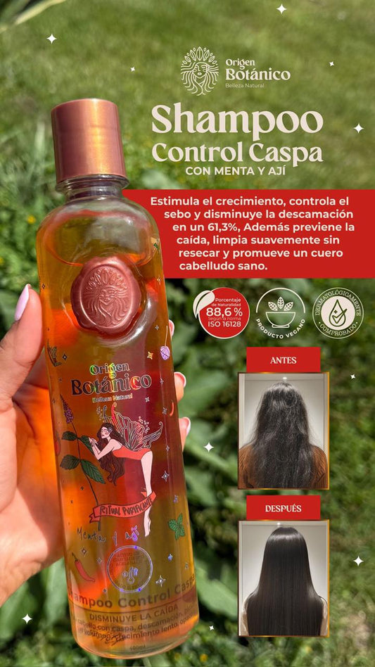 Shampoo Control Caspa con Menta y Aji Ritual Botánico